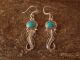 Navajo Sterling Silver Turquoise Feather Dangle Earrings by Largo