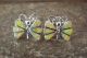 Zuni Indian Jewelry Sterling Silver Inlay Yellow Opal Butterfly Post Earrings 
