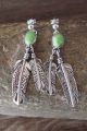 Native American Jewelry Sterling Silver Gaspeite Feather Post Earrings 