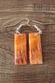 Navajo Indian Jewelry Spiny Oyster Slab Dangle Earrings!  Espino