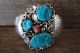 Navajo Indian Sterling Silver Turquoise Coral Stone Bracelet -Shirley Largo