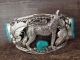 Navajo Indian Turquoise Sterling Silver Wolf Cuff Bracelet Signed by Thomas Yazzie