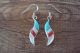 Zuni Indian Jewelry Sterling Silver Turquoise, Coral, Opal and MOP Earrings - Shack 