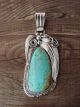 Navajo Hand Stamped Sterling Silver Turquoise Pendant - Davey Morgan