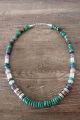 Navajo Indian Jewelry Sterling Silver Malachite and Gemstone Necklace T&R Singer