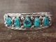 Navajo Indian Sterling Silver Turquoise Row Bracelet by Davey Morgan