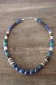 Navajo Indian Jewelry Sterling Silver Lapis and Gemstone Necklace T&R Singer