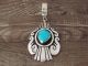 Navajo Indian Jewelry Sterling Silver Turquoise Pendant - T & R Singer