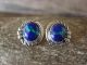 Native American Sterling Silver Azurite Post Earrings by Delores Cadman