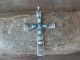 Navajo Sterling Silver Turquoise Cross Pendant Signed MC