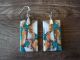 Navajo Bronze Turquoise Aggregate Slab Dangle Earrings by Lovato