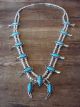 Navajo Nickel Silver Turquoise Squash Blossom Necklace Signed BC
