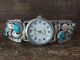 Navajo Indian Sterling Silver Turquoise Watch Signed T. Yazzie