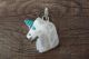 Zuni Indian Jewelry Sterling Silver Mother of Pearl Unicorn Pendant - Jonathan Shack 