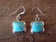 Navajo Indian Sterling Silver Square Turquoise Dangle Earrings - Belin