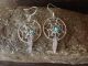 Navajo Sterling Silver Turquoise Dreamcatcher Dangle Feather Earrings by Yazzie