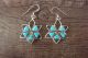 Zuni Indian Jewelry Sterling Silver Turquoise Star Earrings - Jonathan Shack 