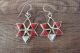 Zuni Indian Jewelry Sterling Silver Coral Star Earrings - Jonathan Shack 