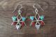 Zuni Indian Jewelry Sterling Silver Turquoise Coral Star Earrings - Jonathan Shack 