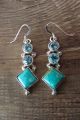 Native American Indian Sterling Silver Turquoise and Topaz Dangle Earrings - Signed