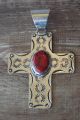 Native American Jewelry Nickel Silver Red Howlite Cross Pendant by Jackie Cleveland!