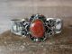 Navajo Indian Nickel Silver & Apple Coral Bracelet by Cleveland