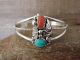Navajo Jewelry Sterling Silver Turquoise Coral 2 Stone Cuff Bracelet by M. Calladitto