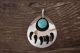 Navajo Indian Sterling Silver Turquoise Bear Paw Pendant by Leta Parker