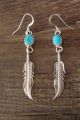 Navajo Sterling Silver Turquoise Feather Dangle Earrings! Mccarthy