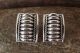 Navajo Indian Sterling Silver Ribbed Post Earrings Signed Thomas Charley