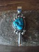 Navajo Indian Sterling Silver Turquoise Squash Blossom Pendant - Kee J