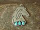 Navajo Indian Sterling Silver & Turquoise Row Horse Pendant by Vandever