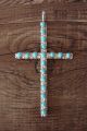 Zuni Indian Jewelry Sterling Silver Turquoise Cross Pendant - G. Siutza