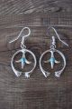 Navajo Indian Turquoise Sterling Silver Cast Naja Dangle Earrings - Thomas