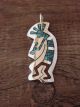 Navajo Indian Sterling Silver Turquoise and Coral Chip Inlay Kokopelli Pendant! Yazzie