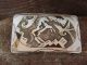 Navajo Indian Sterling Silver Wild Horse Chip Inlay Belt Buckle by Ray Begay