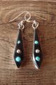 Zuni Indian Jewelry Sterling Silver Jet and Turquoise Earrings Jonathan Shack 