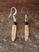 Navajo Hand Stamped Sterling Silver & Onyx Feather Earrings by Arviso