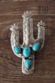 Native American Jewelry Sterling Silver Cactus Turquoise Pendant by Francisco