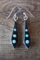 Zuni Indian Jewelry Sterling Silver Jet and Opal Earrings Jonathan Shack 