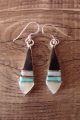 Zuni Indian Jewelry Sterling Silver Jet, MOP, Turquoise and Opal Earrings Jonathan Shack 