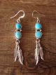 Navajo Sterling Silver Turquoise Feather Dangle Earrings! Spencer