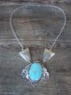 Navajo Sterling Silver & Turquoise Feather Link Necklace Signed Cayaditto