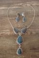 Navajo Jewelry Calsilca Sterling Silver Link Necklace  Earrings Set by Avin Joe