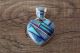 Navajo Indian Sterling Silver Denim Lapis, Opal and Jet Inlay Heart Pendant by K. Bitsie