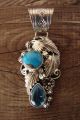 Navajo Indian Sterling Silver Turquoise Topaz Pendant - M. Robertson