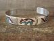 Navajo Sterling Silver Turquoise Chip Inlay Bear Bracelet by Ray B