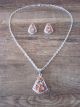 Native American Sterling Silver Coral Cluster Earrings & Necklace Set!