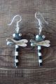 Hand Carved Picasso Marble and Mother of Pearl Dragonfly Fetish Earrings! - Mitchell