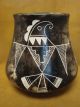 Acoma Pueblo Etched Horse Hair Petroglyth Bird Pot/Pottery by Gary Yellow Corn